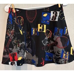 Tail Tech Black Graphic Print Tennis Pickleball Skirt No Shorts Women's Size XS